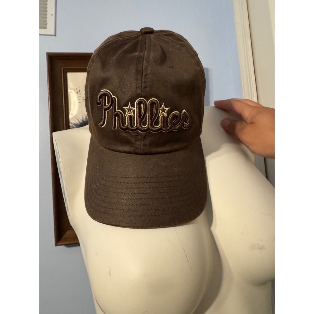 Mitchell & Ness Philadelphia Phillies Hat Brown Faux Suede Strapback MLB Cap